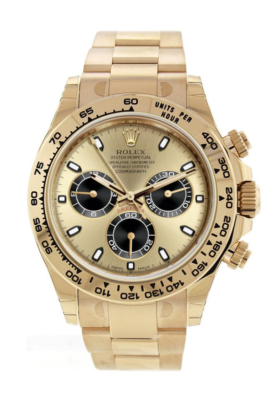 Rolex Daytona Black and Champagne Dial Men's 18kt Yellow Gold Oyster Watch 116508
