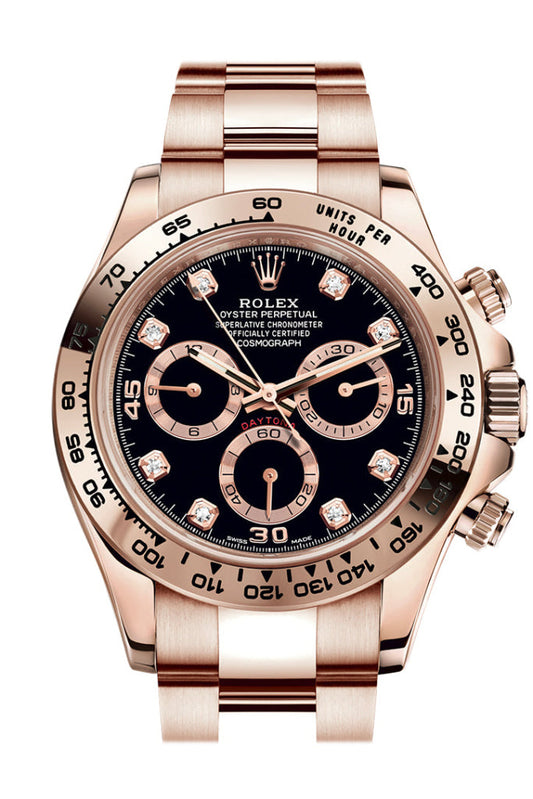 Rolex Cosmograph Daytona Rose Gold Black diamond set Dial Bracelet 116505