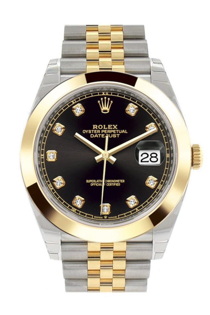 Rolex Datejust 41 Black Diamond Dial Steel and 18K Yellow Gold Jubilee Men's Watch 126303