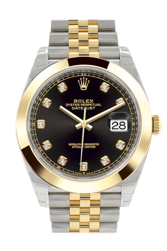 Rolex Datejust 41 Black Diamond Dial Steel and 18K Yellow Gold Jubilee Men's Watch 126303