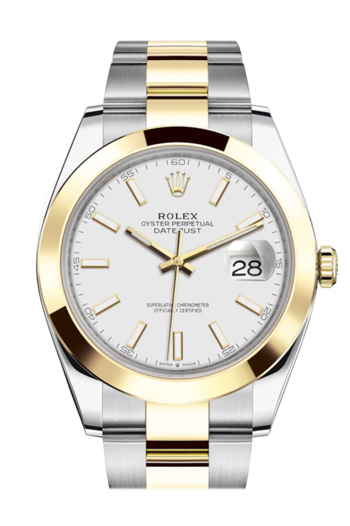 Rolex Datejust 41 White Dial Steel and 18K Yellow Gold Oyster Men's Watch 126303