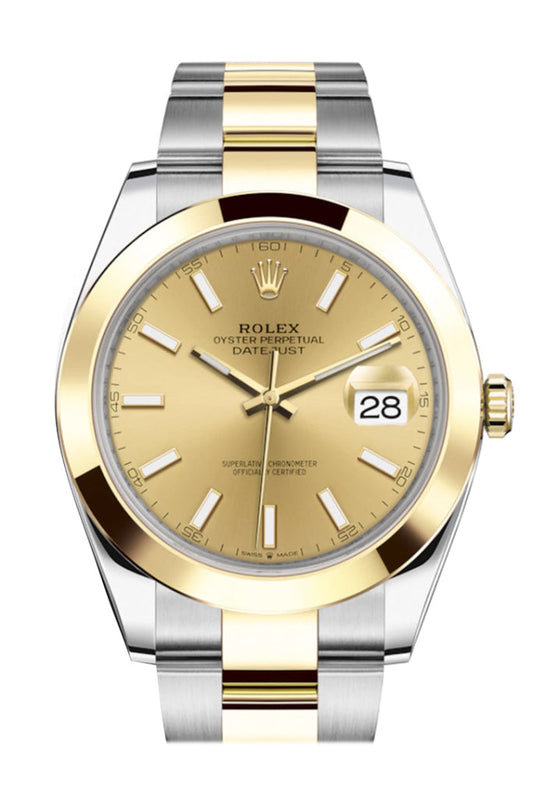 Rolex Datejust 41 Champagne Dial Steel and 18K Yellow Gold Oyster Men's Watch 126303