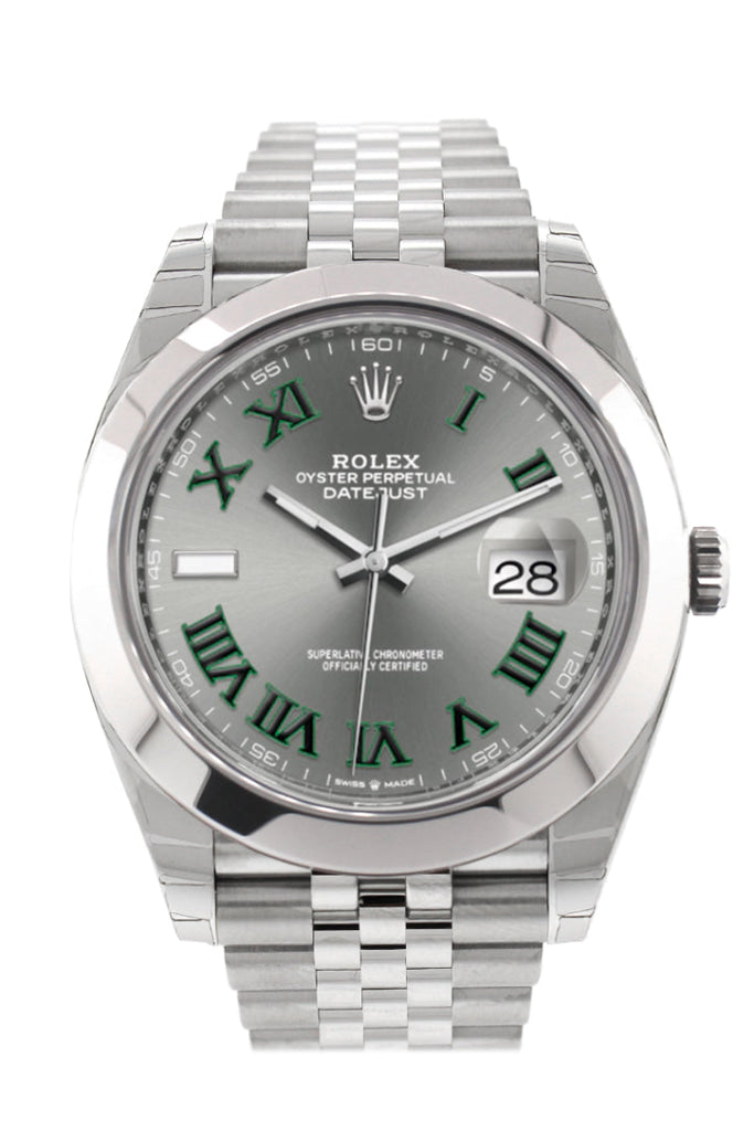 Rolex Datejust 41 Slate Wimbledon Roman Dial Automatic Jubilee Men's Watch 126300