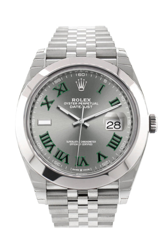 Rolex Datejust 41 Slate Wimbledon Roman Dial Automatic Jubilee Men's Watch 126300