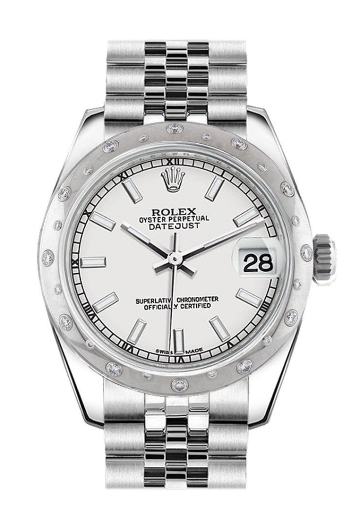 Rolex Datejust 31 White Dial Dome set with Diamonds Bezel Jubilee Ladies Watch 178344 Pre-owned