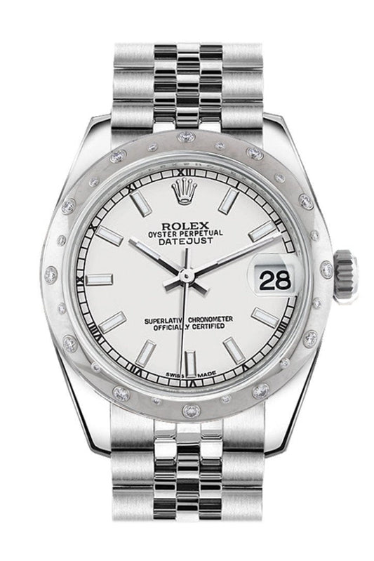Rolex Datejust 31 White Dial Dome set with Diamonds Bezel Jubilee Ladies Watch 178344 Pre-owned