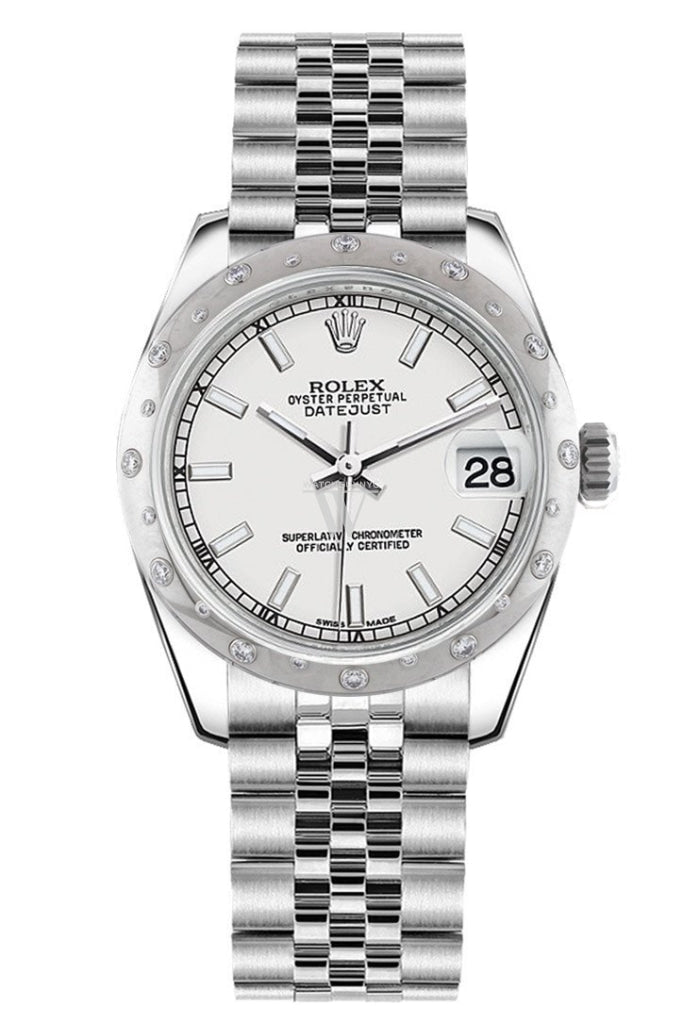 Rolex Datejust 31 White Dial Dome set with Diamonds Bezel Jubilee Ladies Watch 178344 Pre-owned