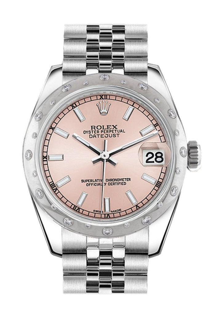 Rolex Datejust 31 Pink Dial Dome set with Diamonds Bezel Jubilee Ladies Watch 178344 Pre-owned