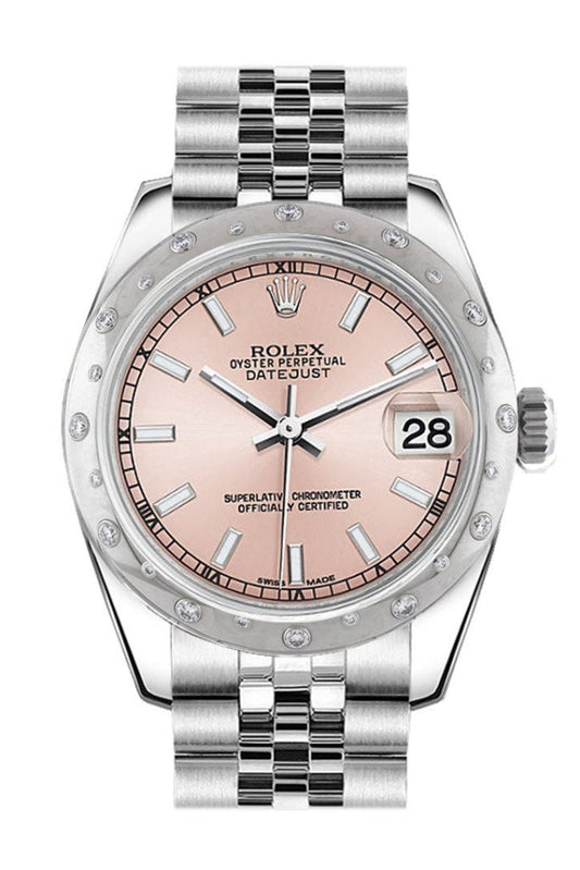 Rolex Datejust 31 Pink Dial Dome set with Diamonds Bezel Jubilee Ladies Watch 178344 Pre-owned