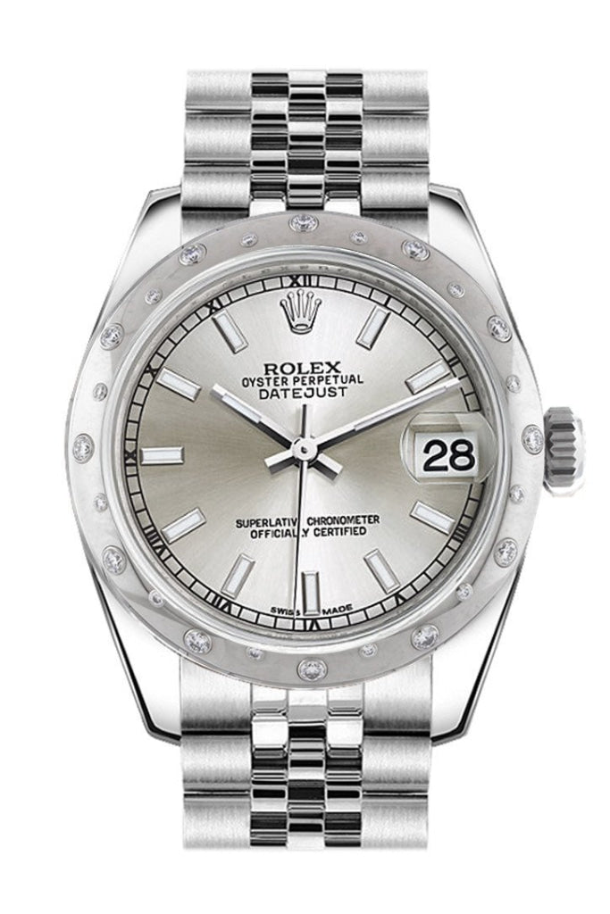 Rolex Datejust 31 Silver Dial Dome set with Diamonds Bezel Jubilee Ladies Watch 178344 Pre-owned