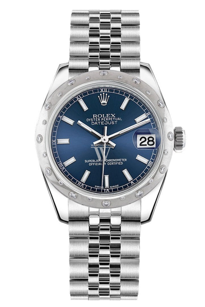 Rolex Datejust 31 Blue Dial Dome set with Diamonds Bezel Jubilee Ladies Watch 178344 Pre-owned