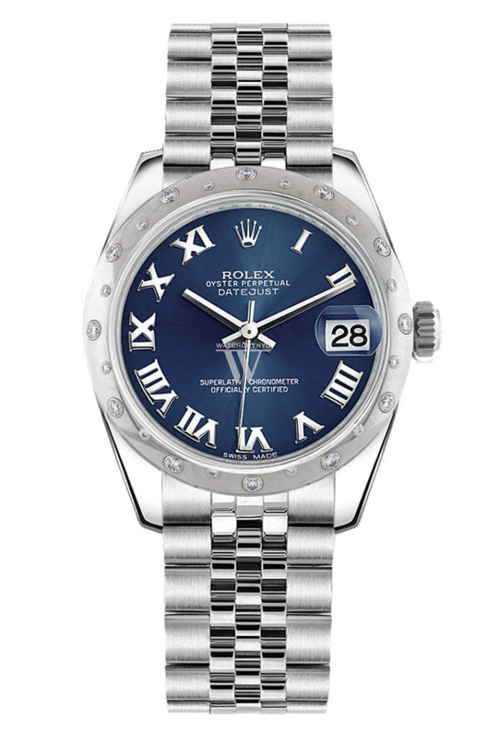 Rolex Datejust 31 Blue Roman Dial Dome set with Diamonds Bezel Jubilee Ladies Watch 178344 Pre-owned