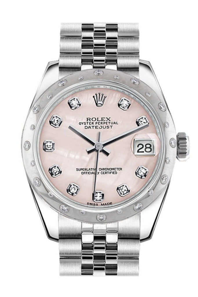 Rolex Datejust 31 Pink Mother of Pearl diamond Dial Dome set with Diamonds Bezel Jubilee Ladies Watch 178344 Pre-owned