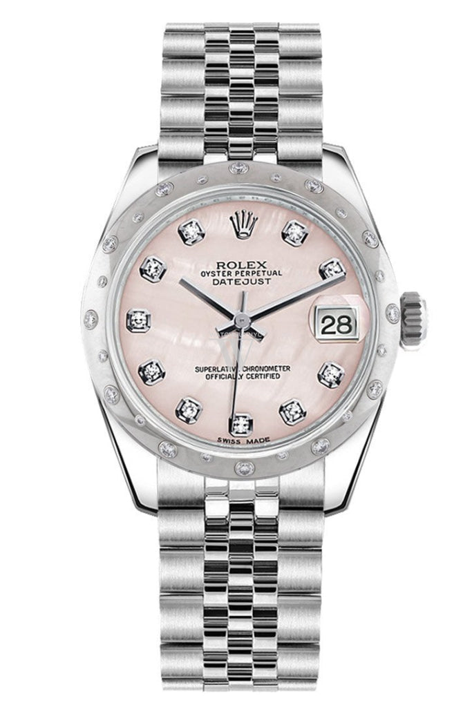 Rolex Datejust 31 Pink Mother of Pearl diamond Dial Dome set with Diamonds Bezel Jubilee Ladies Watch 178344 Pre-owned