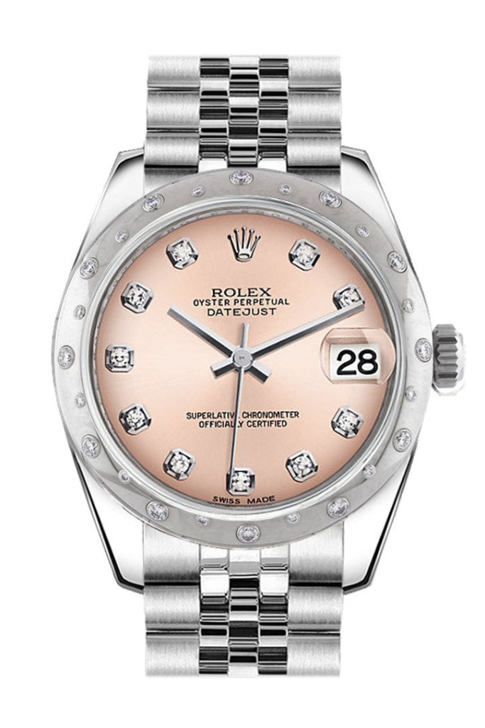 Rolex Datejust 31 Pink Diamond Dial Dome set with Diamonds Bezel Jubilee Ladies Watch 178344 Pre-owned