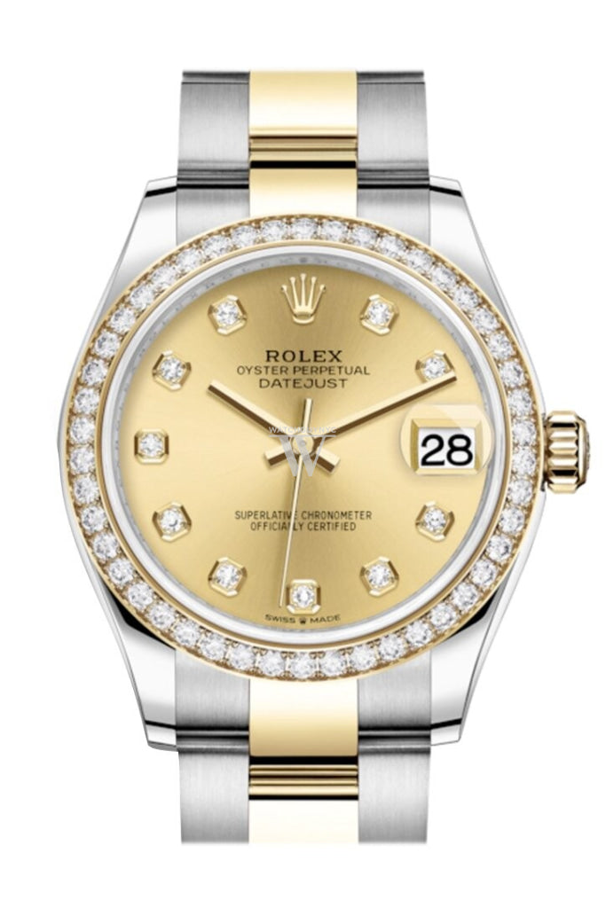 Rolex Datejust 31 Champagne Diamonds Dial Diamond Bezel Yellow Gold Two Tone Watch 278383RBR 278383