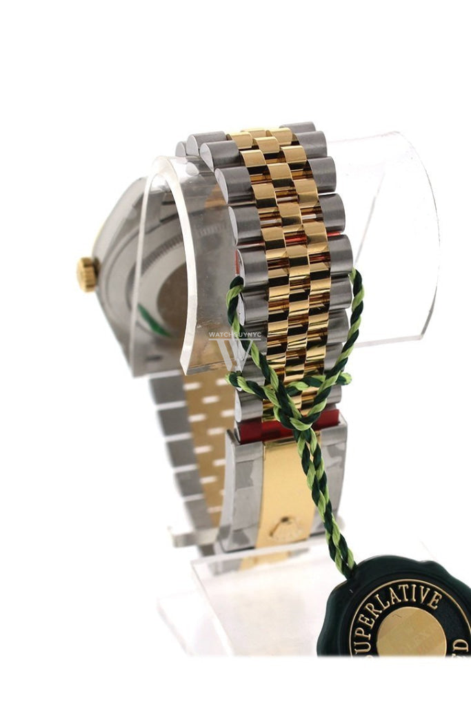 Custom Diamond Bezel Rolex Datejust 31 Mother of Pearl Diamonds Dial Two Tone 18K Gold Jubilee Ladies Watch 178243 Pre-owned