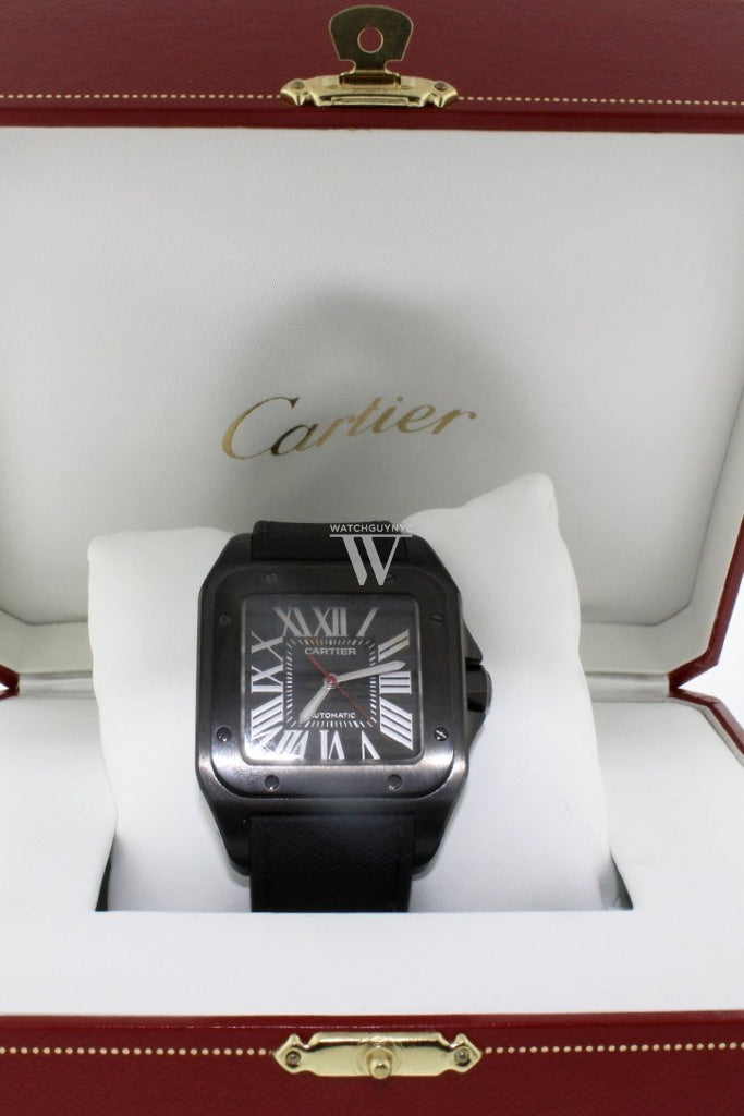 Cartier Santos Automatic Black Dial PVD Mens Watch WSSA0006