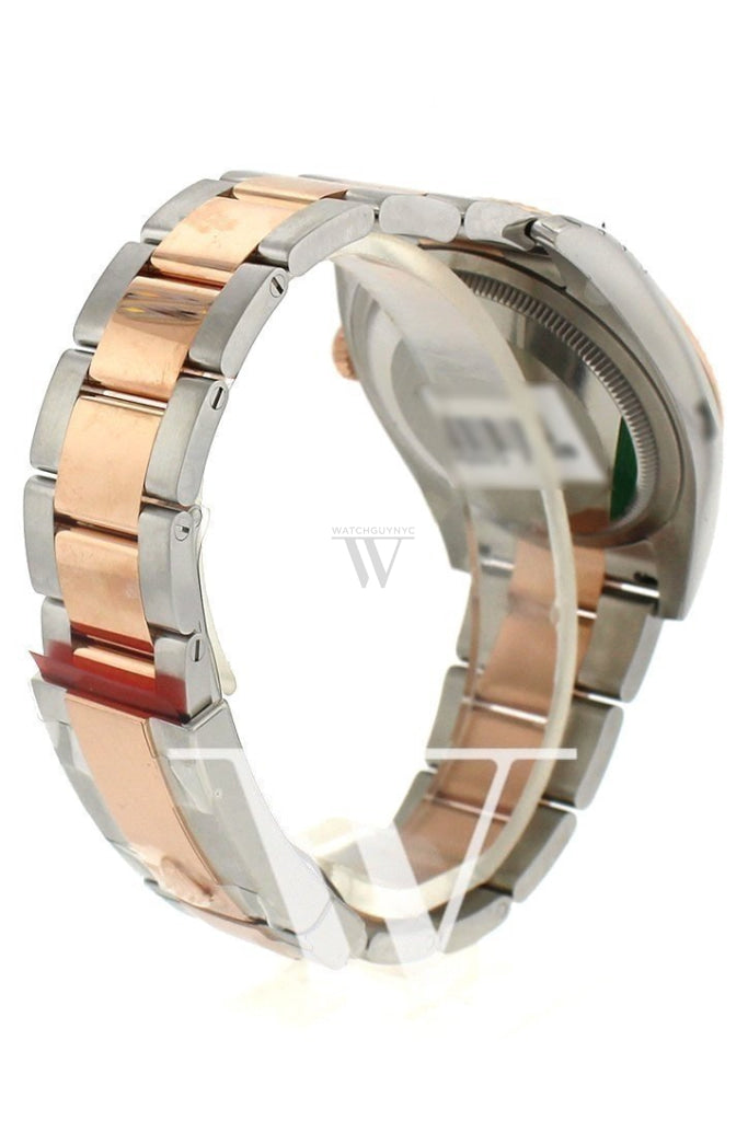 Custom Diamond Bezel Rolex Datejust 36 Chocolate Floral Motif Dial Oyster Rose Gold Two Tone Watch 116201 116231 Pre-owned