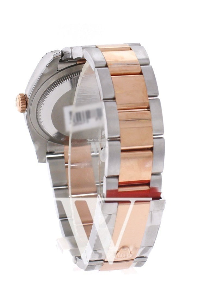 Custom Diamond Bezel Rolex Datejust 36 Chocolate Floral Motif Dial Oyster Rose Gold Two Tone Watch 116201 116231 Pre-owned