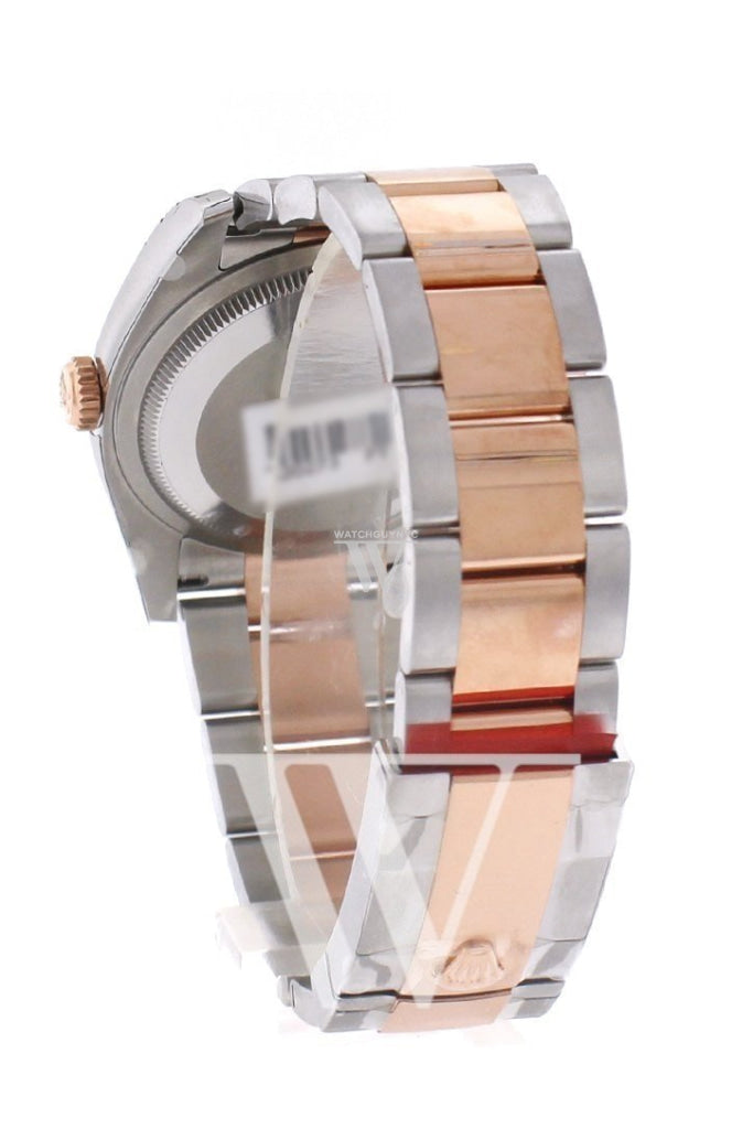 Custom Diamond Bezel Rolex Datejust 36 Black Arab Dial Oyster Rose Gold Two Tone Watch 116201 116231 Pre-owned