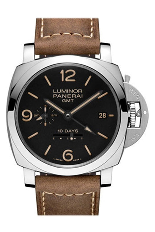 Panerai Panerai Panerai Luminor 1950 10 Days GMT Black Dial Men's PAM00533 luxury watch by Global Sky Diamonds, Diamond District NYC, mazalito