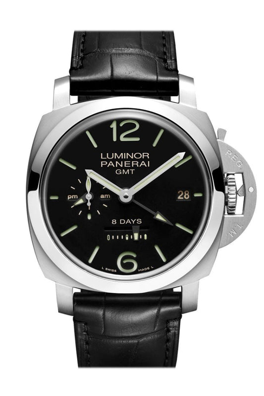 Panerai Panerai Panerai Luminor 1950 8 Days Gmt Acciaio 44mm Black Dial Men's Watch Pa luxury watch by Global Sky Diamonds, Diamond District NYC, mazalito