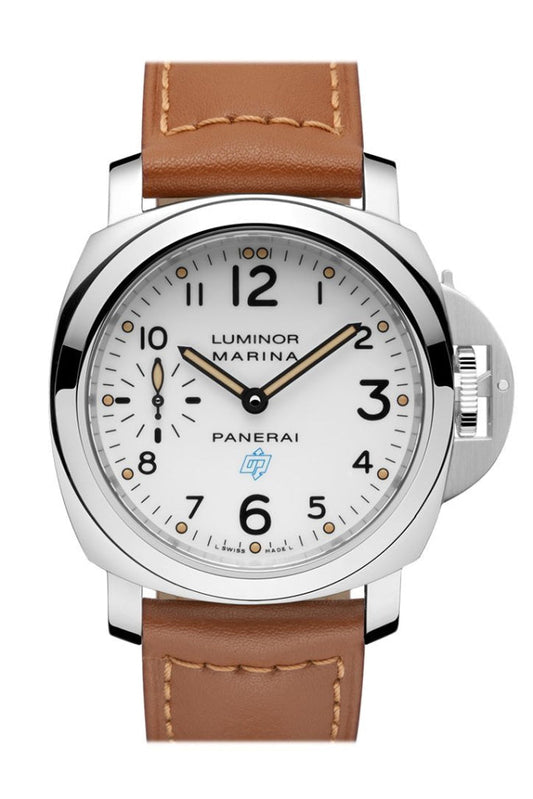 Panerai Panerai Panerai Luminor Marina Logo Acciaio 44mm White Dial Men's Watch Pam006 luxury watch by Global Sky Diamonds, Diamond District NYC, mazalito