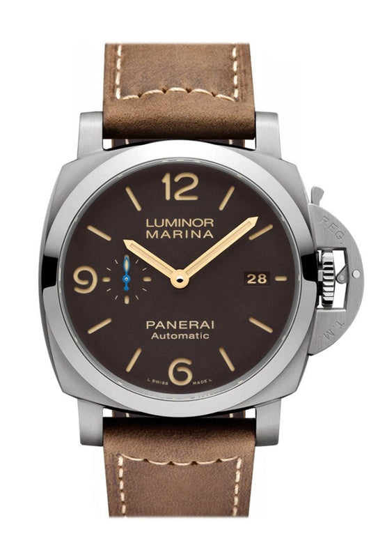 Panerai Panerai Panerai Luminor Marina 1950 3 Days Automatic Titanio 44mm Brown Dial M luxury watch by Global Sky Diamonds, Diamond District NYC, mazalito