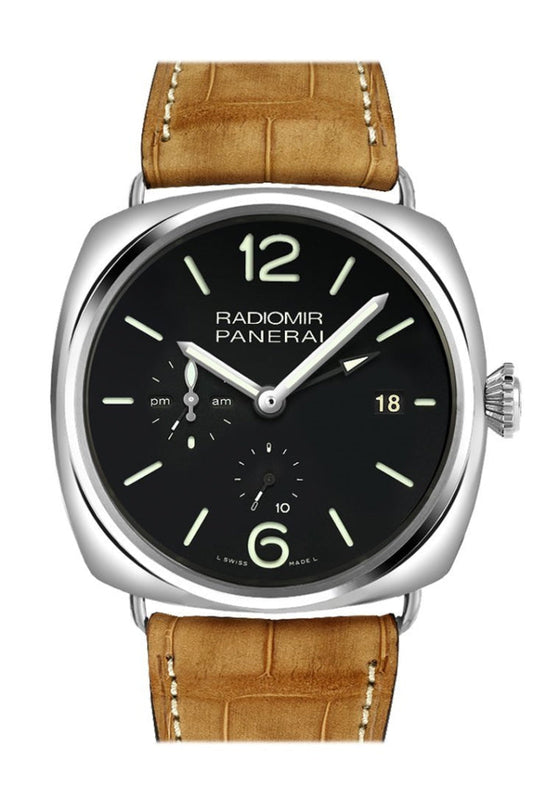 Panerai Panerai Panerai Radiomir 10 Days GMT Black Dial Brown Leather Strap Men's Watc luxury watch by Global Sky Diamonds, Diamond District NYC, mazalito
