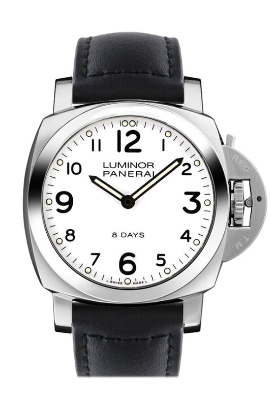 Panerai Panerai Panerai Luminor Base 8 Days Acciaio Mechanical Black Dial 44mm Men's W luxury watch by Global Sky Diamonds, Diamond District NYC, mazalito