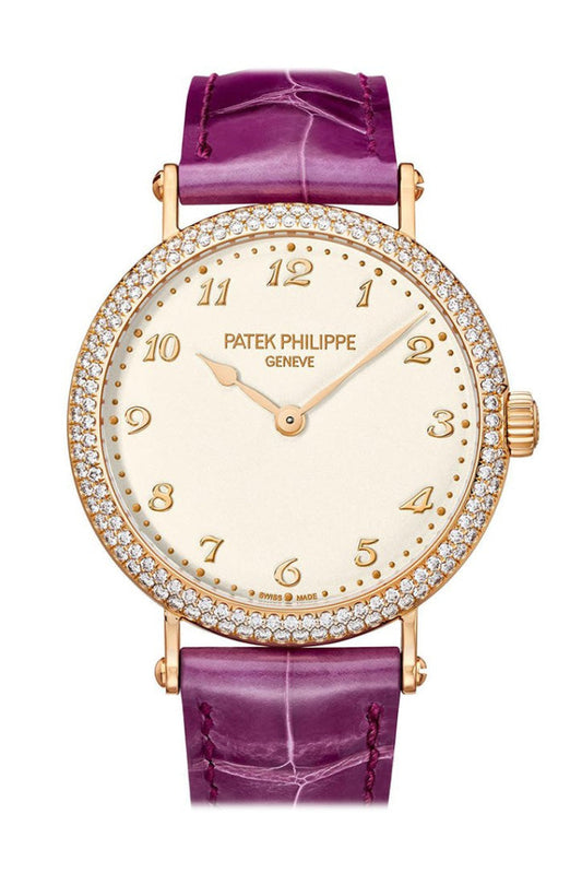 Patek Philippe Calatrava Automatic Gold Diamond Ladies Silver Dial Watch 7200/200R-001