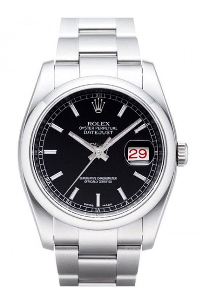 ROLEX Datejust 36 Black Dial Stainless Steel Watch 116200 Pre-owned