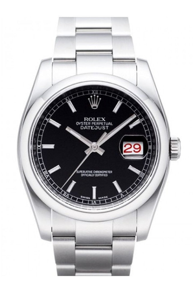 ROLEX Datejust 36 Black Dial Stainless Steel Watch 116200 Pre-owned