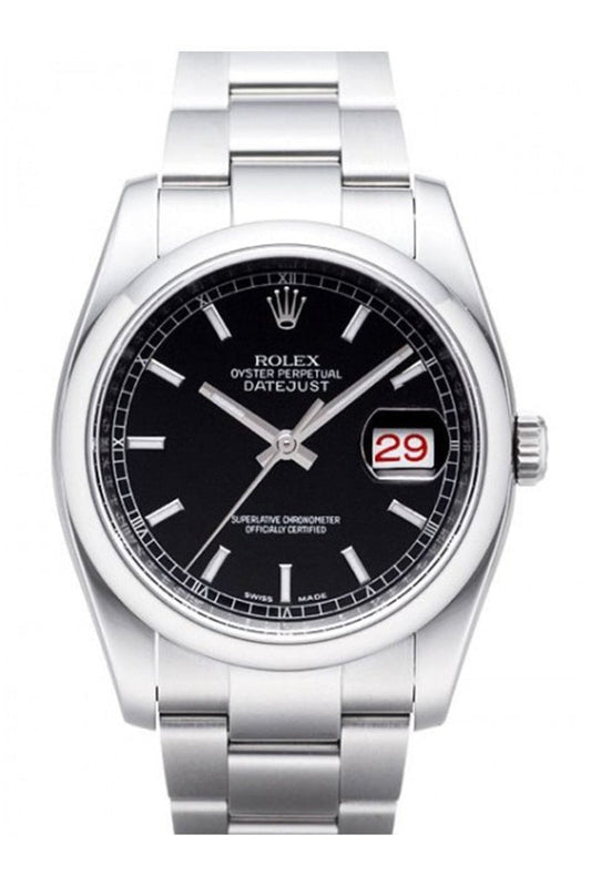 ROLEX Datejust 36 Black Dial Stainless Steel Watch 116200 Pre-owned