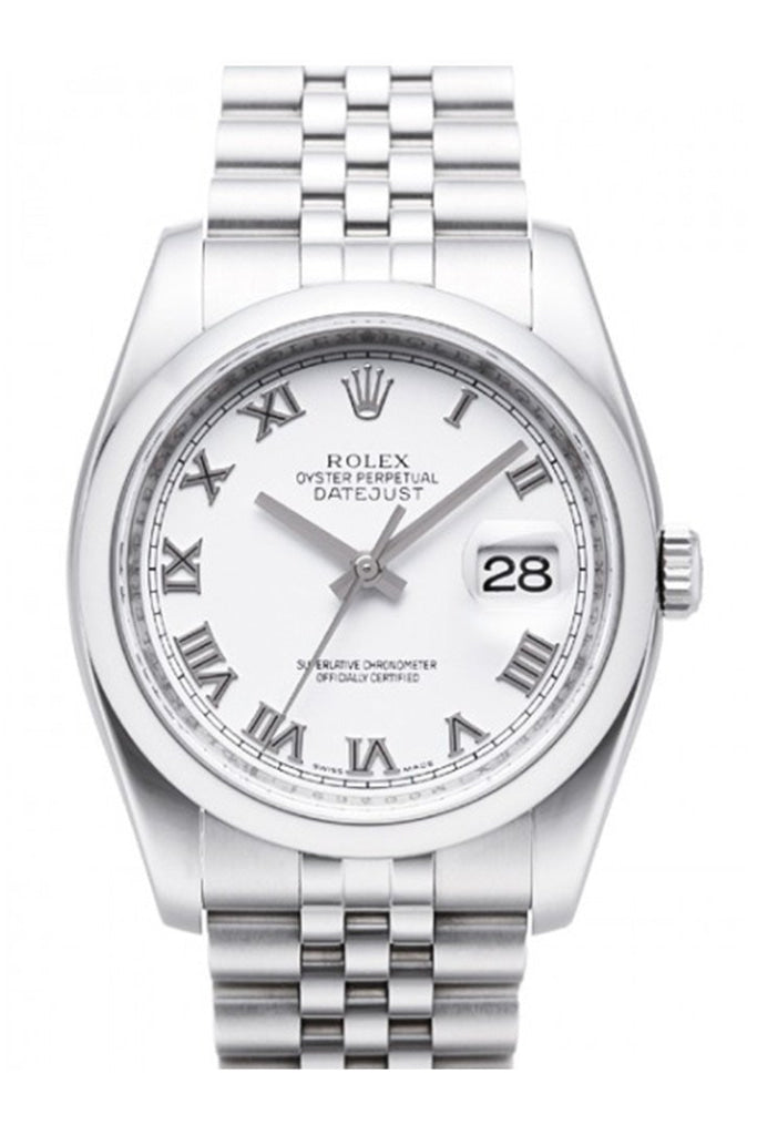 ROLEX Datejust 36 White Roman Dial Jubilee Men's Watch 116200 Pre-owned