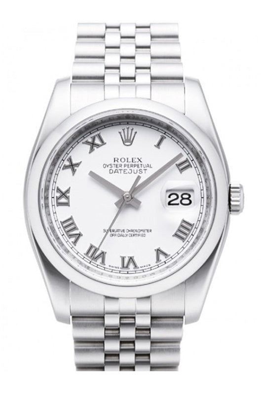 ROLEX Datejust 36 White Roman Dial Jubilee Men's Watch 116200 Pre-owned