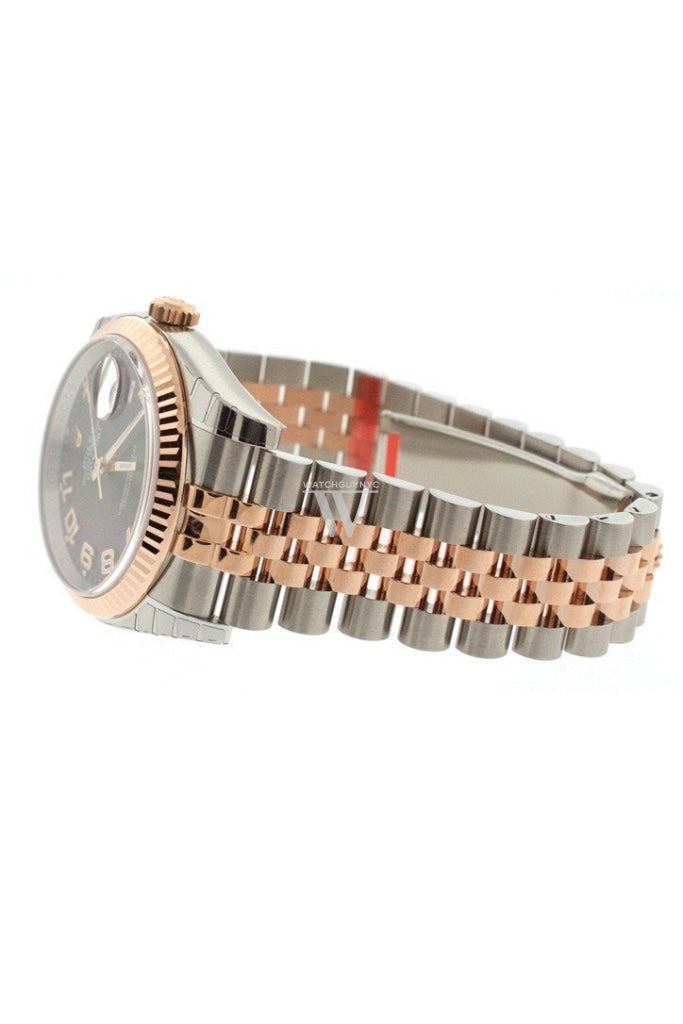 Rolex Datejust 36 Black Concentric Dial Fluted Steel and 18k Rose Gold Jubilee Watch 116231 Pre-owned