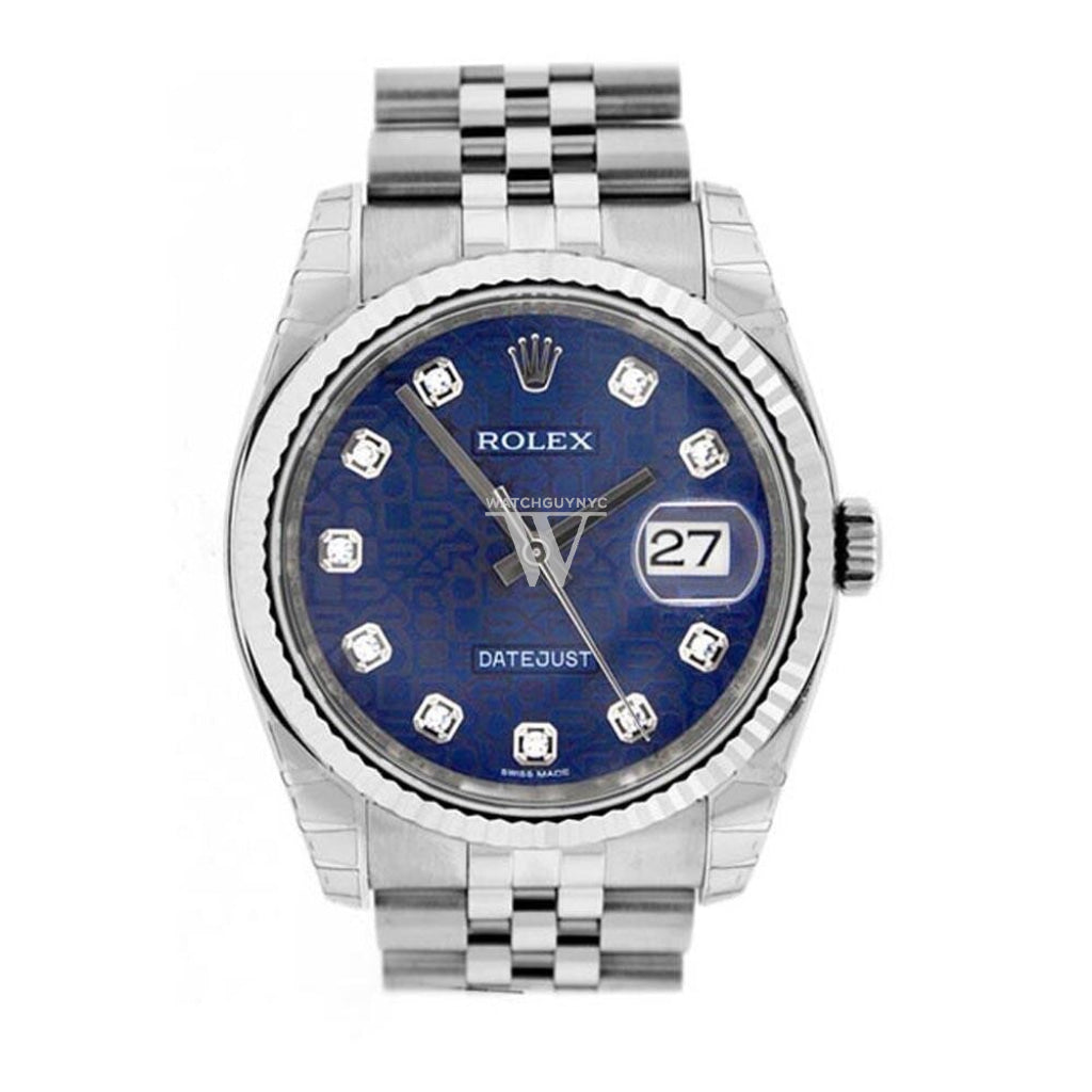 ROLEX Datejust 36 Blue Jubilee Diamonds Dial Jubilee Watch 116234 Pre-owned