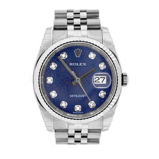 ROLEX Datejust 36 Blue Jubilee Diamonds Dial Jubilee Watch 116234 Pre-owned