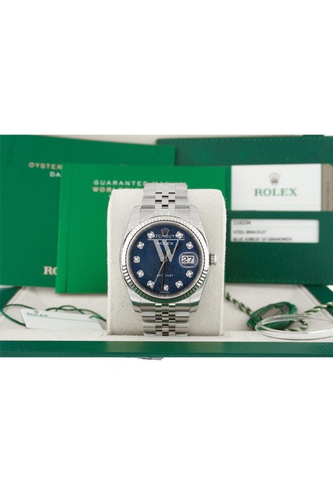 ROLEX Datejust 36 Blue Jubilee Diamonds Dial Jubilee Watch 116234 Pre-owned