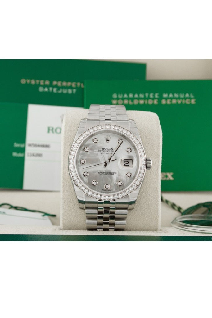 ROLEX Datejust 36 Mother of Pearl Dial Diamond Bezel Jubilee Ladies Watch 116244 Pre-owned