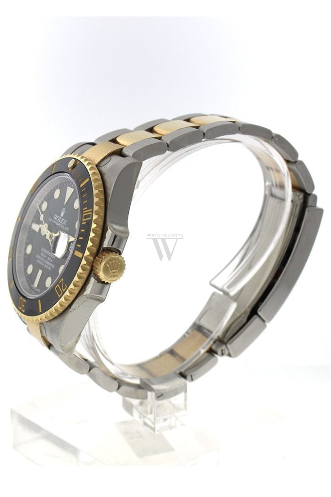 Pre-Owend Rolex Submariner Date 40 Black Dial 18k Yellow Gold and Steel Men's Watch 116613LN 116613