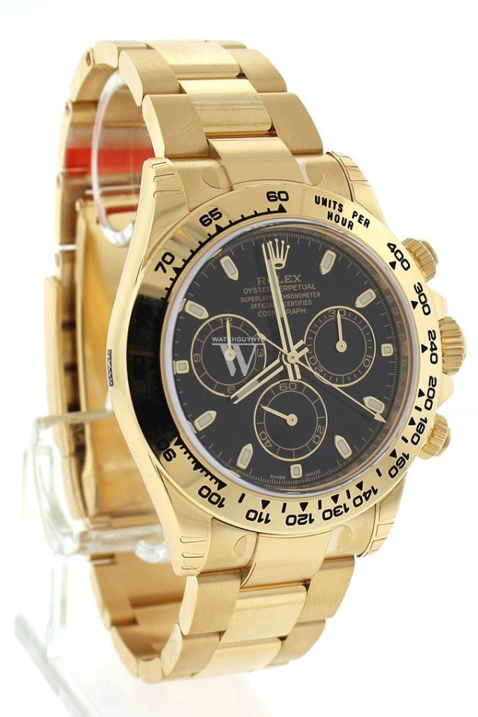 Rolex Cosmograph Daytona Black Dial Gold Men's Watch 116508