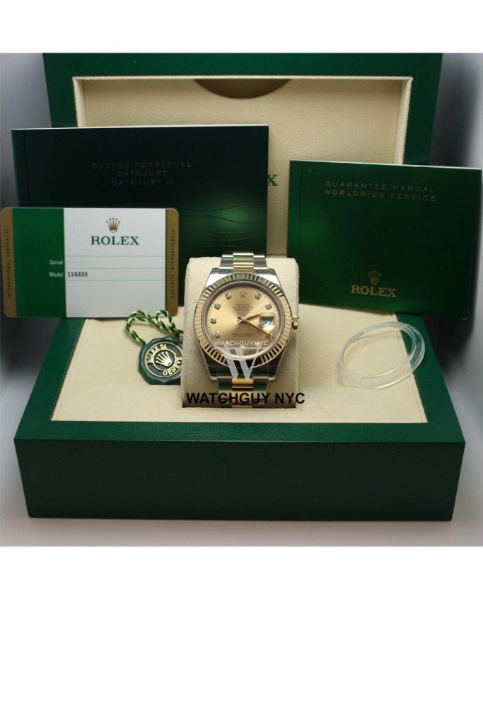 Rolex Datejust 41 Champagne Diamonds Steel And 18k Yellow Gold Men's Watch 126333