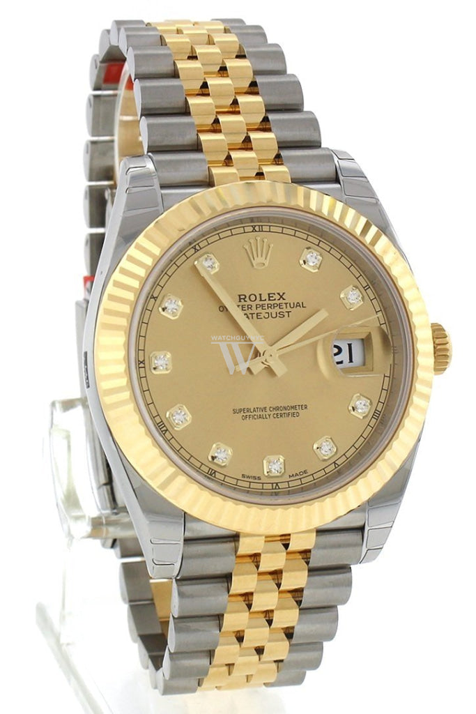 Rolex Datejust 41 Champagne Diamonds Steel And 18k Yellow Gold Men's Watch 126333