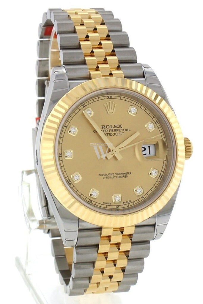 Rolex Datejust 41 Champagne Diamonds Steel And 18k Yellow Gold Men's Watch 126333
