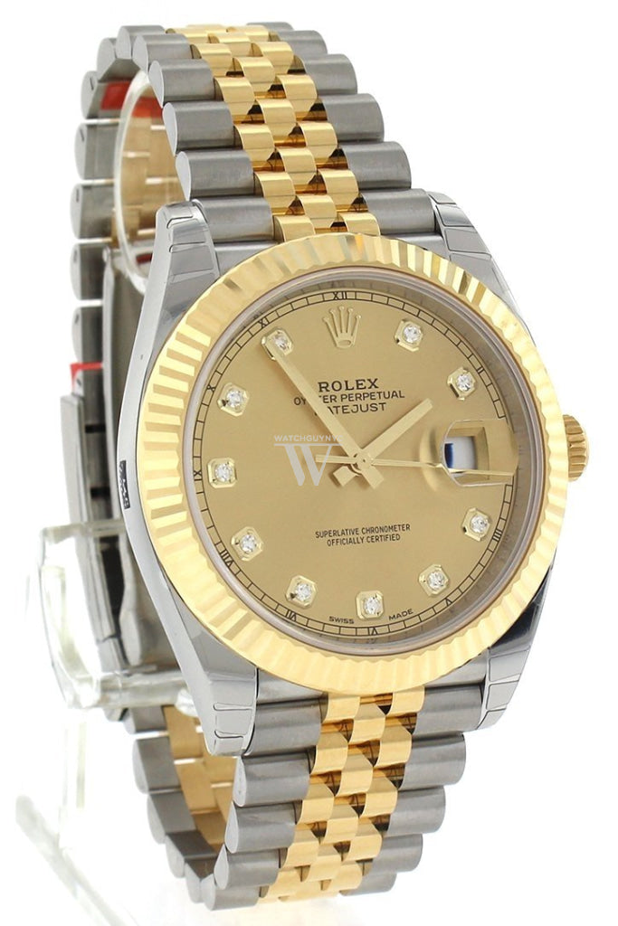Rolex Datejust 41 Champagne Diamonds Steel And 18k Yellow Gold Men's Watch 126333