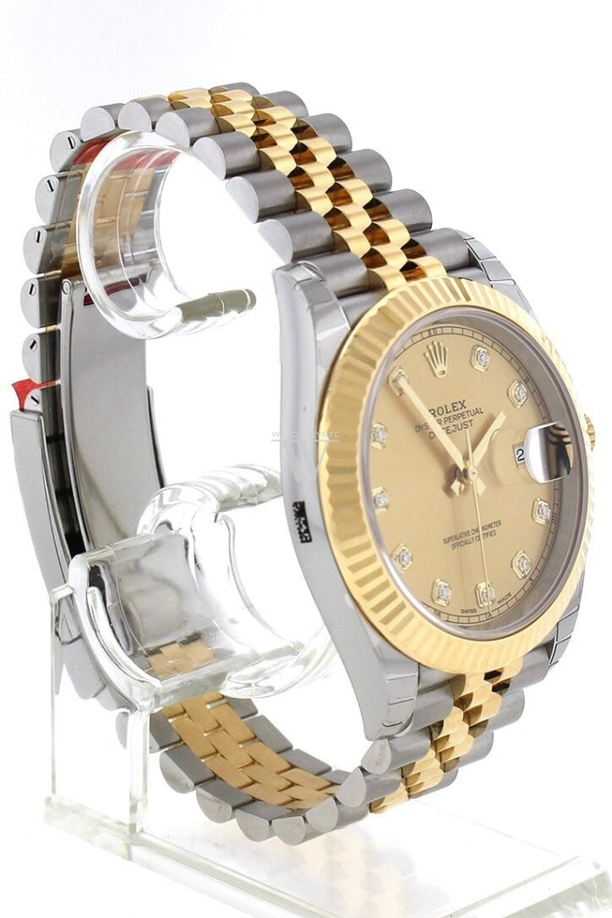 Rolex Datejust 41 Champagne Diamonds Steel And 18k Yellow Gold Men's Watch 126333