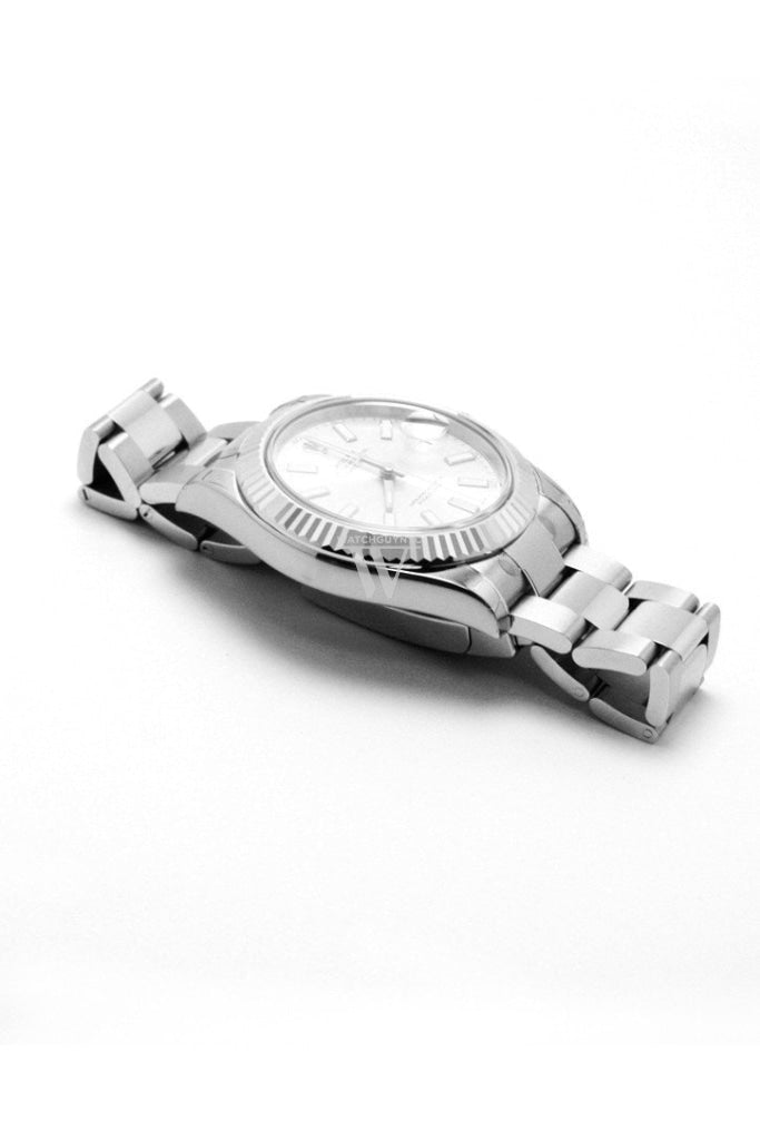 ROLEX Datejust II 41 Silver Dial 18kt White Gold Fluted Bezel Men's Watch 116334 Pre-owned